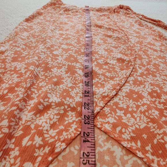 Sky And Sparrow Salmon Pink Floral Wrap Skirt Size Medium - Picture 8 of 15
